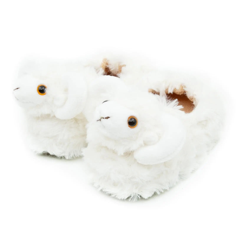 Effeltch Toddler Girls Fuzzy Slippers Unicorn Tie Dye Fluffy Sandals Cartoon Cute Warm Cozy Plush Slip on Kids House Slippers (Goat 11)